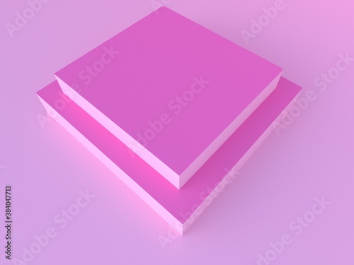 3d rendering purple square podium Light purple background
