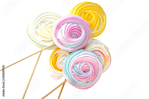 Sweet bouquet of multi-colored meringues.  