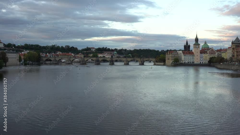 views of the Vltava river and bridges and traffic in the center of Prague
views of the Vltava river and bridges and traffic in the center of Prague