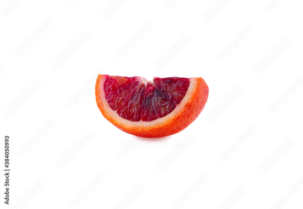 slice of blood orange fruit isolated on white background slice of blood orange fruit isolated on white background
