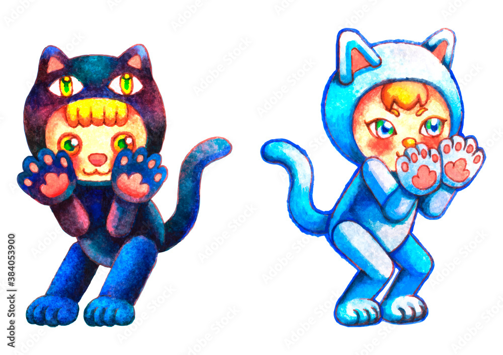 Children wearing cat costumes