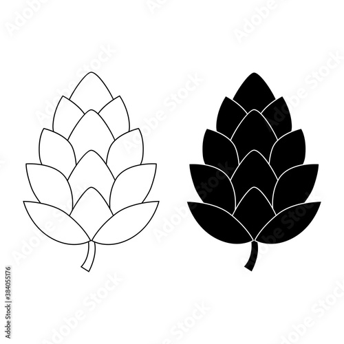 Hop vector icon isolated on white background. Beer, alkohol, brewing.