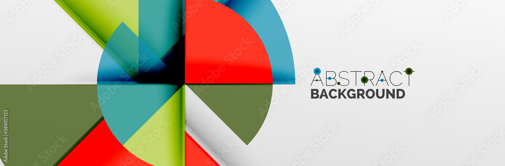 Bright color circles, abstract round shapes and triangles composition with shadow effects. Vector modern geometric design template Bright color circles, abstract round shapes and triangles composition with shadow effects. Vector modern geometric design template