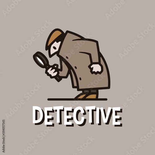 detective retro cartoon mascot logo vector icon illustration