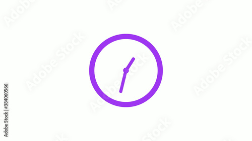 New purple color 12 hours counting down clock isolated on white background,clock icon