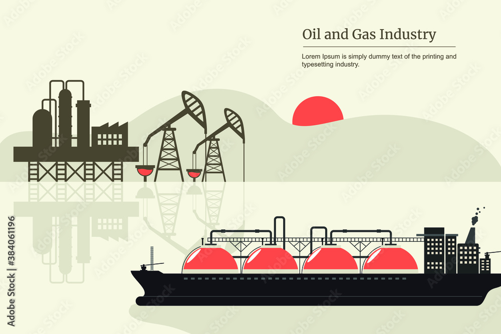 Oil and gas industry oil transportation oil pump industrial background concept vector illustration Oil and gas industry oil transportation oil pump industrial background concept vector illustration