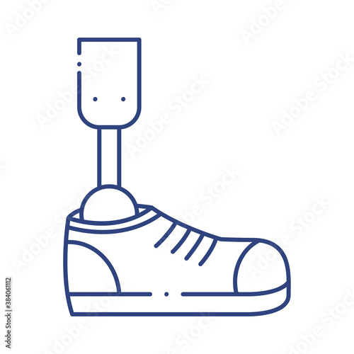 prosthesis of leg with shoe line style icon