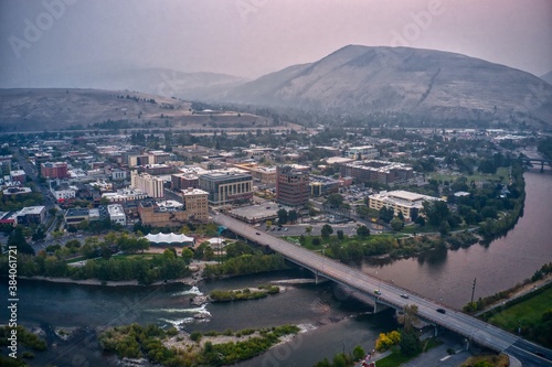 Aerial View of Missoula, Montana on a Hazy Morning photo