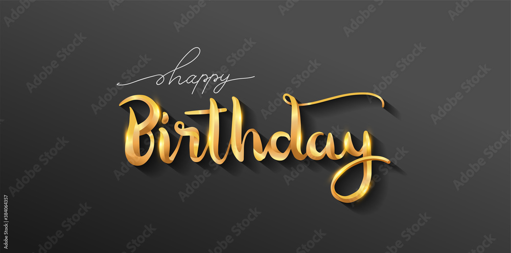 Happy Birthday lettering text banner, gold color. elegant design, Vector illustration. Happy Birthday lettering text banner, gold color. elegant design, Vector illustration.
