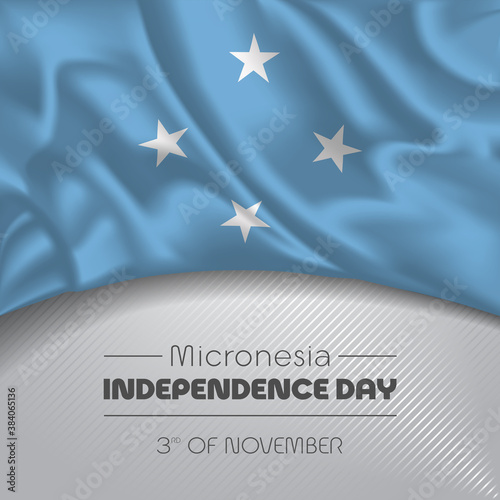 Micronesia happy independence day greeting card, banner vector illustration