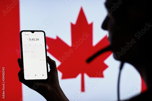 Canadian Secret Service officer recording diplomatic conversations with special listening device