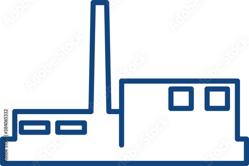 Factory icon in blue, isolated on white background. Vector illustration. flat infographics...