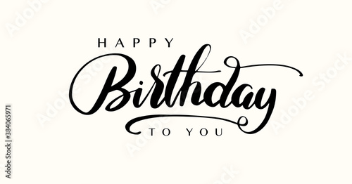 Obraz na płótnie Happy Birthday lettering text banner, black color. Vector illustration. w salonie