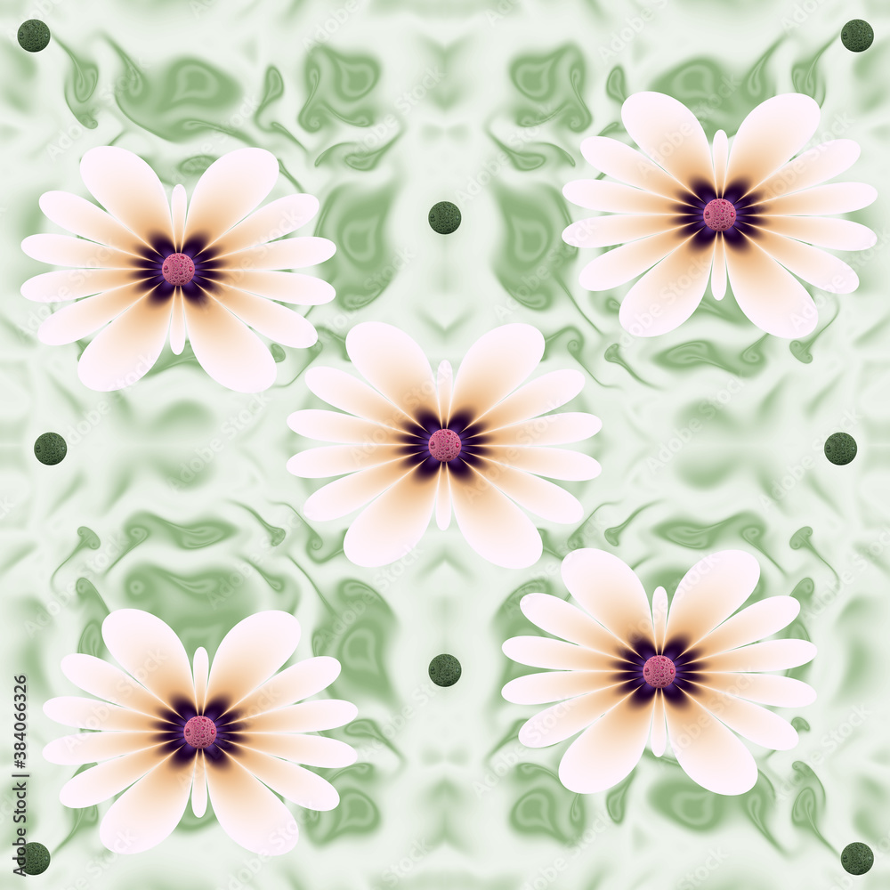  Seamless floral mosaic colorful pattern of gentle geometric flowers