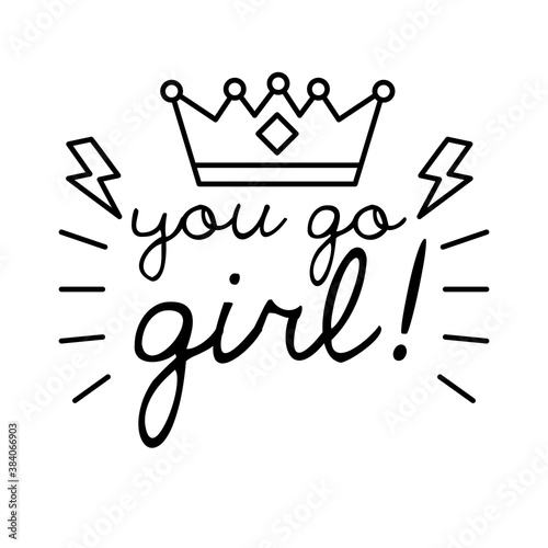 you go girl feminism lettering line style icon