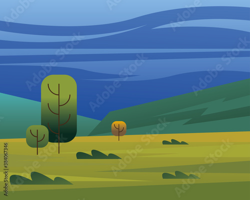 landscape of trees and shrubs vector design