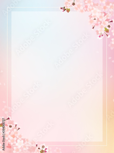 Asian-style background depicting spring cherry blossoms