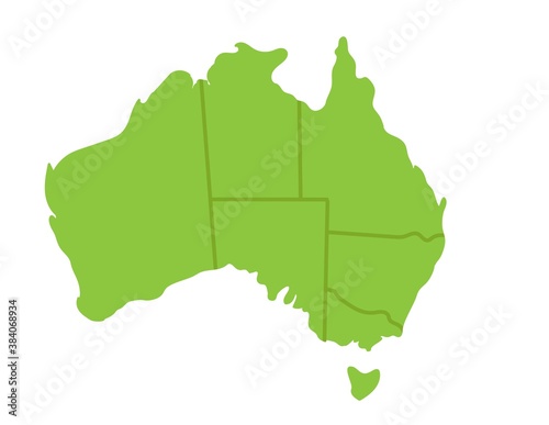 Australia map with regions flat design illustration vector