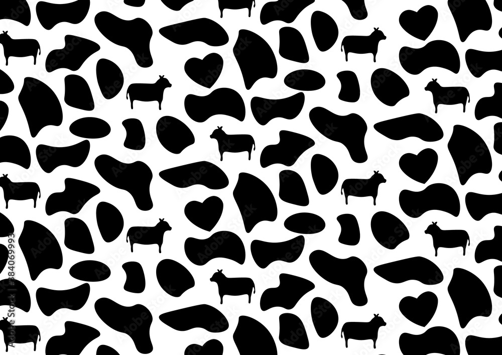 かわいい 牛 模様 シームレス パターン 背景 壁紙 Cow Seamless Pattern Stock Vector Adobe Stock