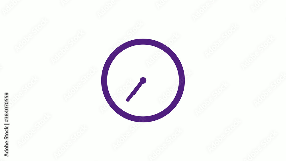 Purple dark circle clock isolated on white background,12 hours clock icon without trick