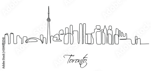 Toronto Skyline, cityscape Continuous one line drawing