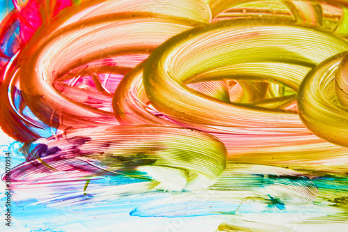 Multi-colored watercolor with different brush strokes