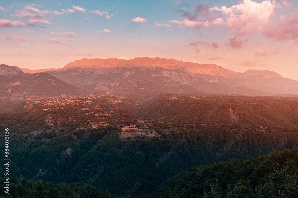 Bozburun Taurus mountains at sunset in Antalya province. Environment and natural parks in Turkey Bozburun Taurus mountains at sunset in Antalya province. Environment and natural parks in Turkey