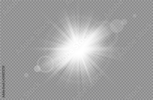 Valokuvatapetti White glowing light burst explosion with transparent