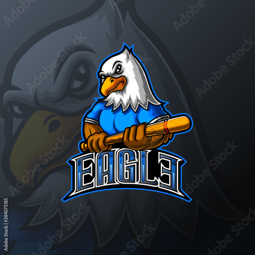Eagle baseball mascot e sport logo design