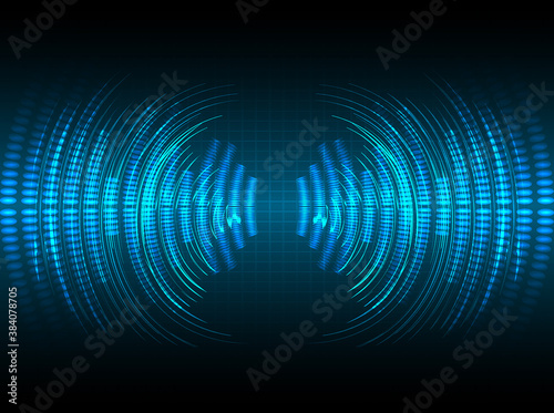 Sound waves oscillating dark blue light