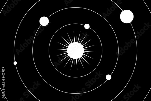 Abstract illustration with solar system on black background for wallpaper design. Star universe background. Planet earth. Vector illustration. photo