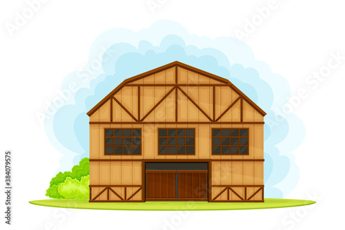 Timbered Rural House as Barn or Granary Vector Illustration