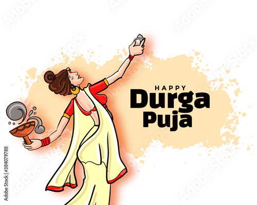 happy durga pooja navratri festival card design