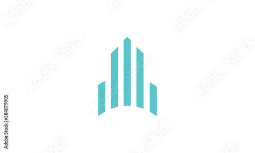 Creative Vector Illustration Logo Design. Line Minimal Apartmen Building Home Hotel