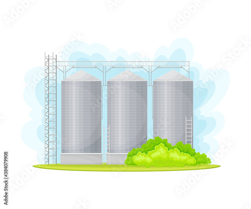 Water Tower or Water Tank as Aqua Supply and Resource Vector Illustration