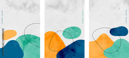 set of minimalist watercolor stains elements flyer