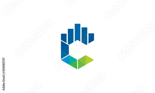 Creative Vector Illustration Logo Design Initial Letter C Colorful Chart Marketing