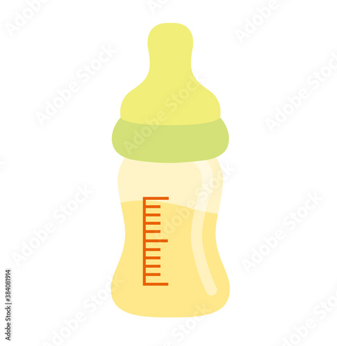 ベビー用品の哺乳瓶グリーン＿ベビーイラスト78
