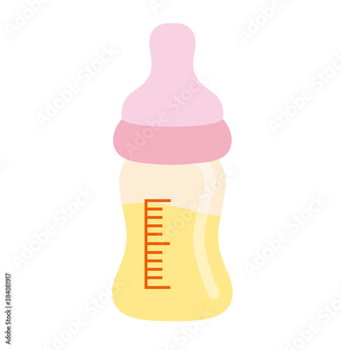 ベビー用品の哺乳瓶ピンク＿ベビーイラスト79
