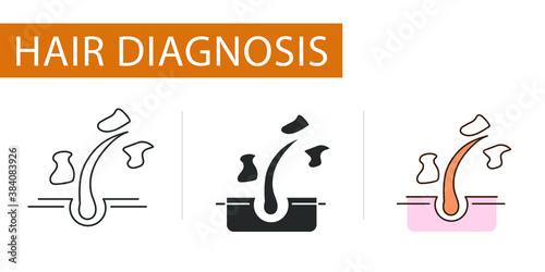 dandruff on hair, icons set
