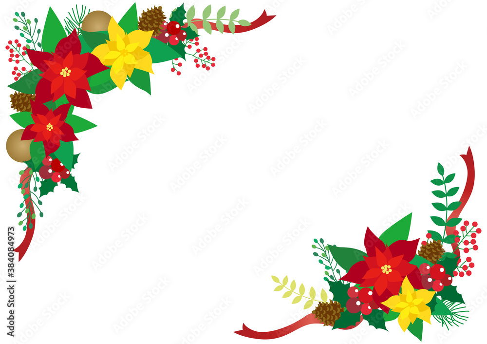 Naklejka premium クリスマス用ポインセチアのフレーム3
