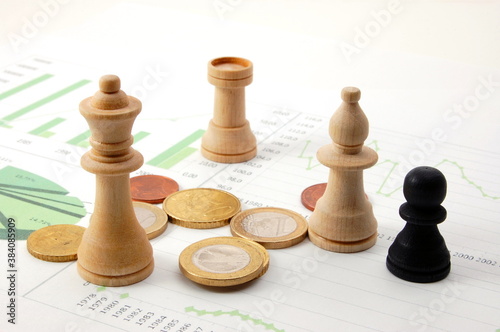 chess man over business chart photo