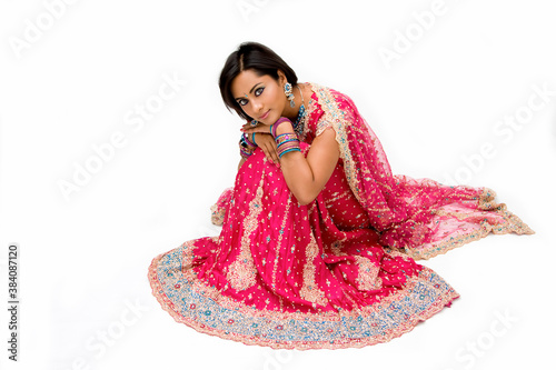 Beautiful Bangali bride sitting photo