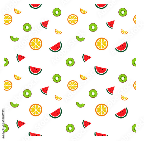 kiwi orange watermelon seamless pattern
