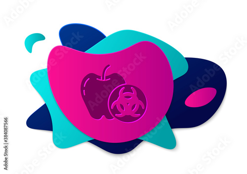 Color Genetically modified apple icon isolated on white background. GMO fruit. Abstract banner with liquid shapes. Vector.