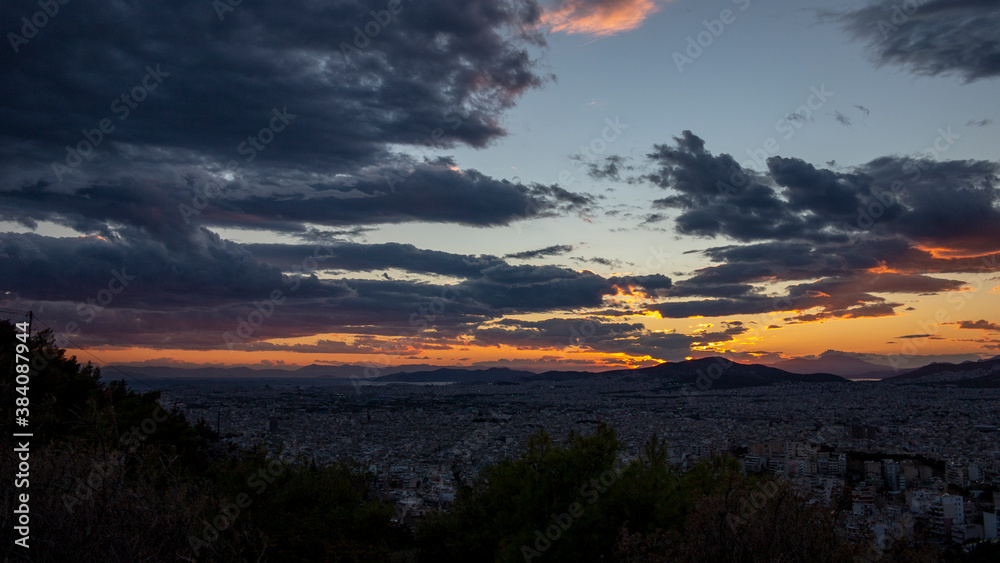 Sunset in Athens city