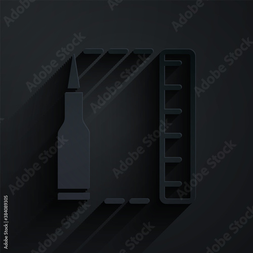 Paper cut Bullet icon isolated on black background. Paper art style. Vector.