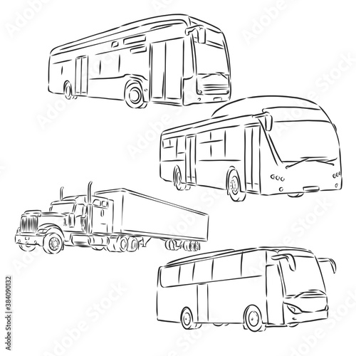 on the image the abstract silhouette of the bus is presented, bus, vector sketch illustration
