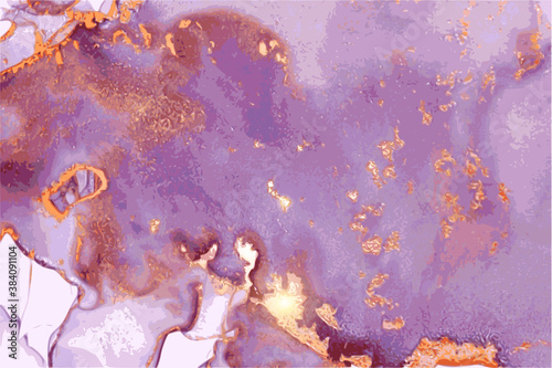 Violet, purple, and gold stone background with texture of marble
