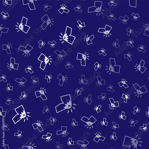 White Joint pain, knee pain icon isolated seamless pattern on blue background. Orthopedic medical. Disease of the joints and bones, arthritis. Vector.